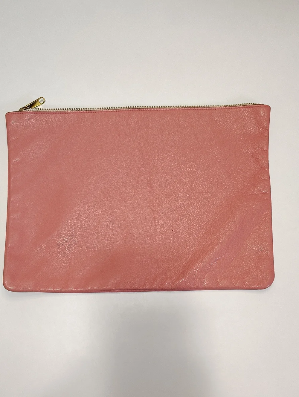 American Apparel Pink Leather Zip Clutch Bag